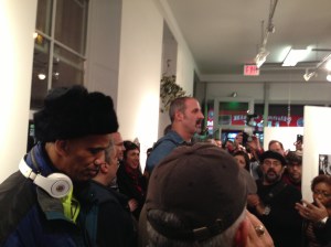 Mike Kamber addresses the throng